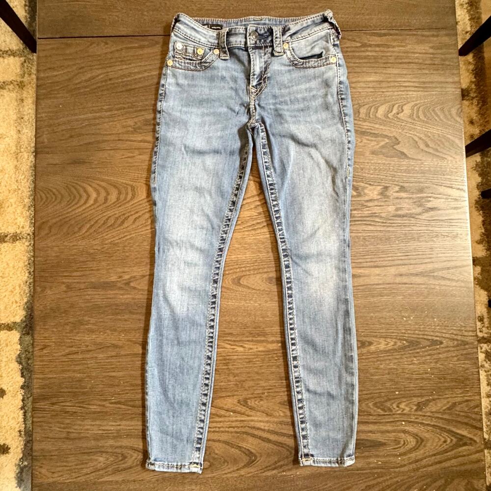 True Religion Jennie Curvy Mid Rise Skinny Jeans Womens 26 Blue Denim